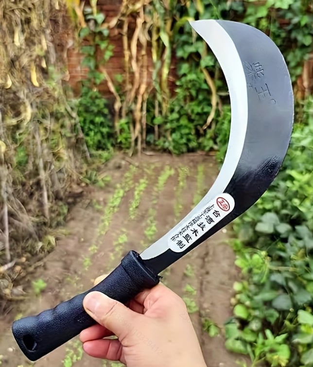 Kaimo mačetė su dviejomis funkcijomis – genėjimui ir pjovimui, ašmenys iš volframo plieno