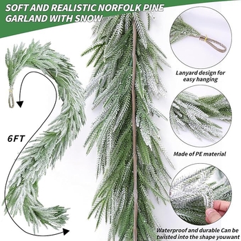Rotango Kalėdinė sieninė dekoracija su dirbtiniais PE lapais, vidaus naudojimui (Prekės ženklas: Thousand Flowers; Medžiaga: minkštas PVC; Gamyba: įpurškimo formavimas; Įvairovė: pušies šakelės)