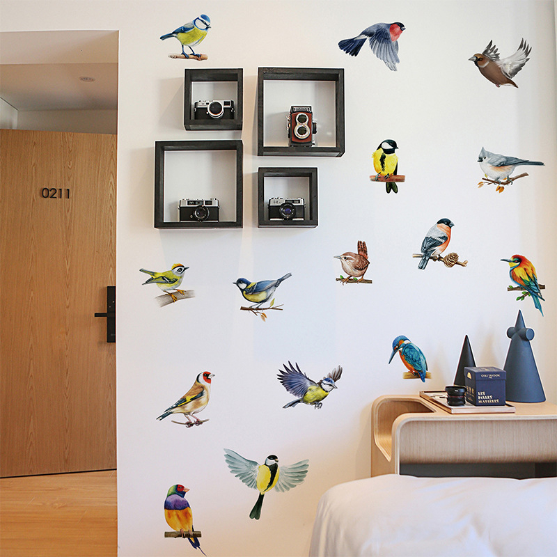 Sienos lipdukas CH39140 – Magpie ant šakelės, PVC, saviadhesi, atsparus vandeniui, prekinis ženklas Chuan Hao; svetainė, miegamasis, biuras, įėjimas