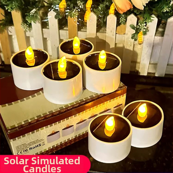 Saulės energijos LED žvakė, cilindrinis ABS korpusas, spausdintas logotipas OK