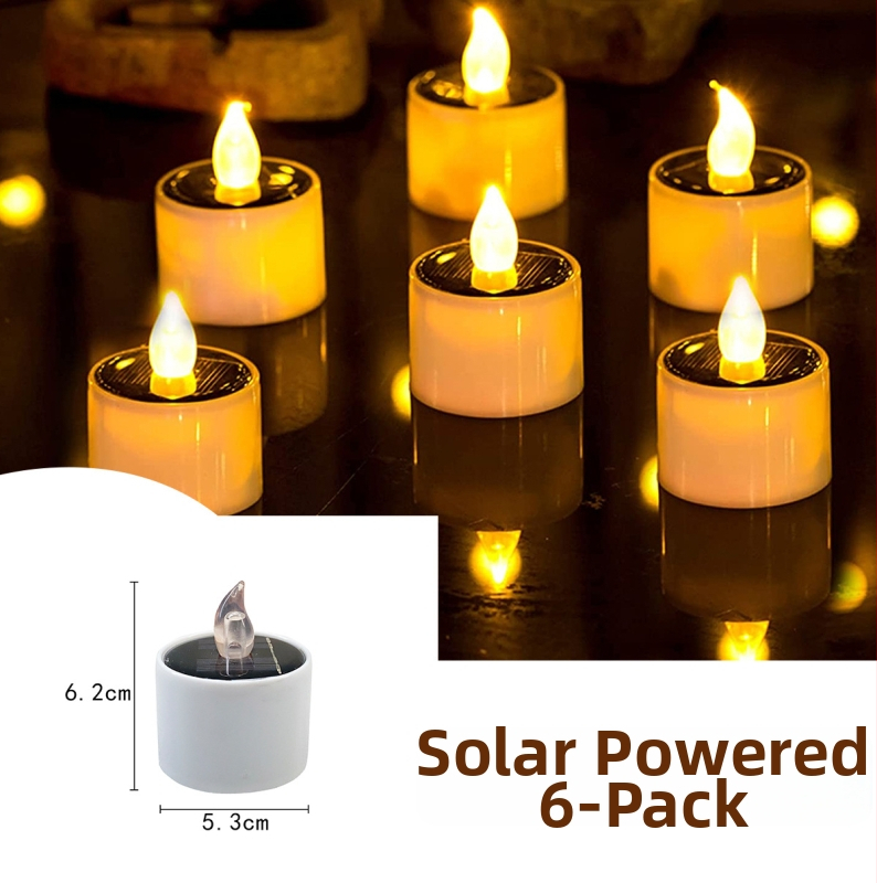 Saulės energijos LED žvakė, cilindrinis ABS korpusas, spausdintas logotipas OK