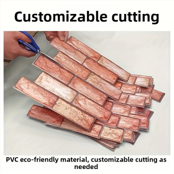 3D PVC sienų lipdukas su plytų imitacija, atsparus vandeniui, skirtas gyvenamojo kambario dekorui