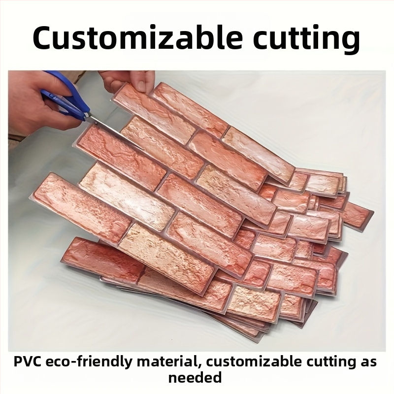 3D PVC sienų lipdukas su plytų imitacija, atsparus vandeniui, skirtas gyvenamojo kambario dekorui