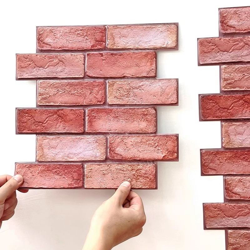 3D PVC sienų lipdukas su plytų imitacija, atsparus vandeniui, skirtas gyvenamojo kambario dekorui