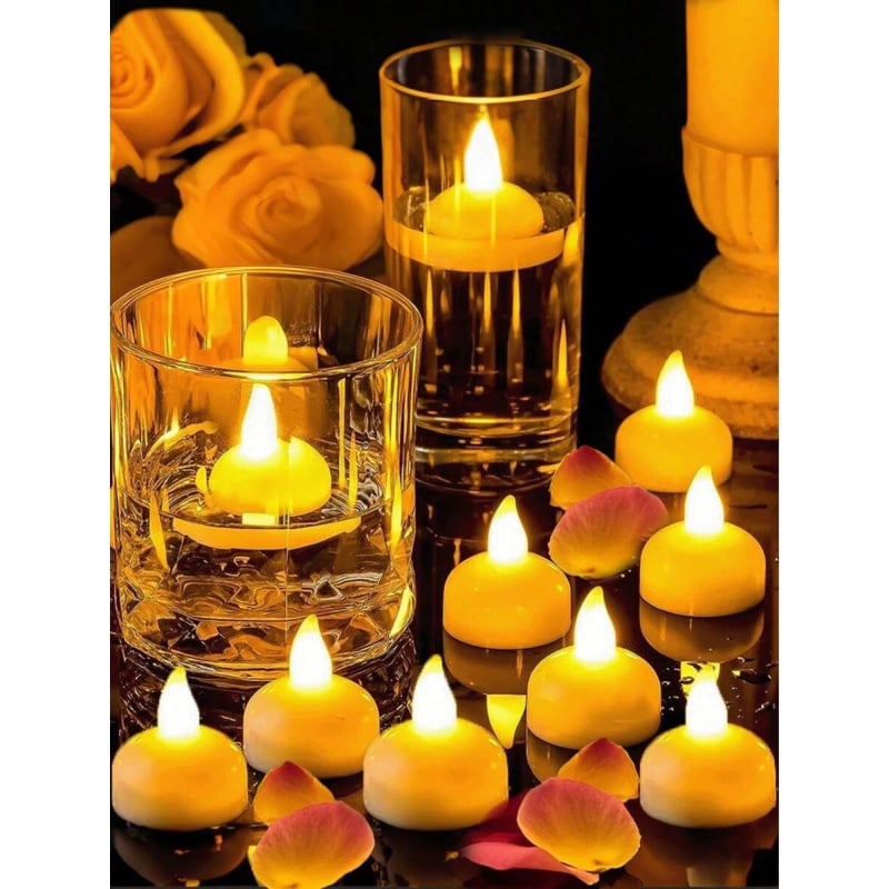 G 2964 LED κεριά που επιπλέουν χωρίς φλόγα, σετ 12 τεμάχια, αδιάβροχα