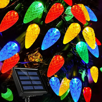 Eper formájú napelemes LED fényfüzér, 0,3W, IP65, távirányítóval és gombos vezérléssel