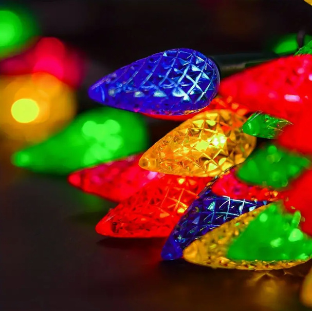 Eper formájú napelemes LED fényfüzér, 0,3W, IP65, távirányítóval és gombos vezérléssel