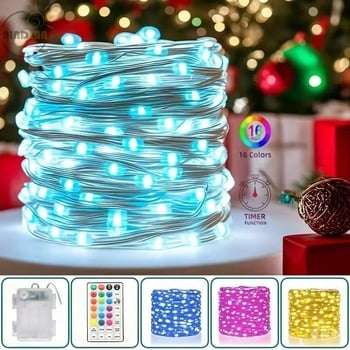 Vario vielos LED šviesų virvė, 100 LED, USB maitinimas, nuotolinio/balso valdymas, IP43, lauko dekoracijoms