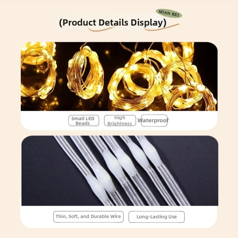 Závesné svetlá s 300 LED, USB napájanie, diaľkové ovládanie, IP65, model CLD001