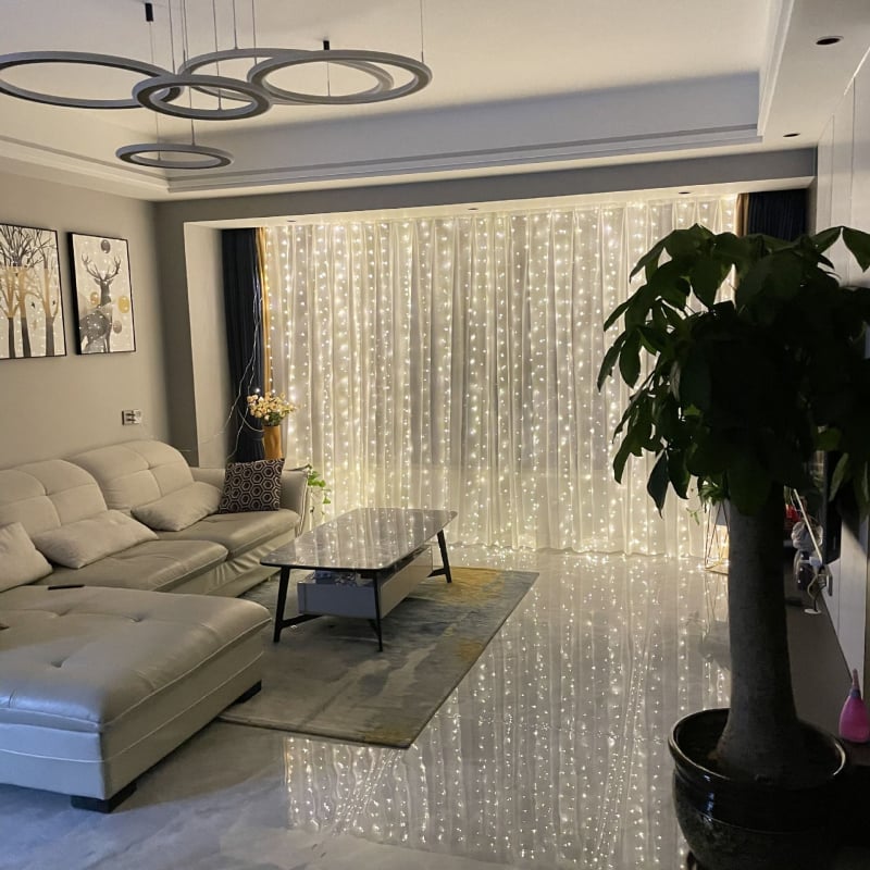 Užuolaidų šviestuvai su 300 LED, USB maitinimas, nuotolinio valdymo, IP65, modelis CLD001