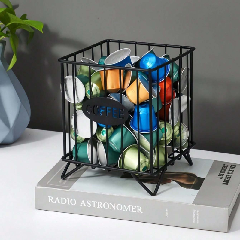 Stalinė kavos kapsulių laikymo dėžutė, metalo laikymo krepšys, didelė talpa, kilmė Yiwu, išleista 2021 m. pavasarį