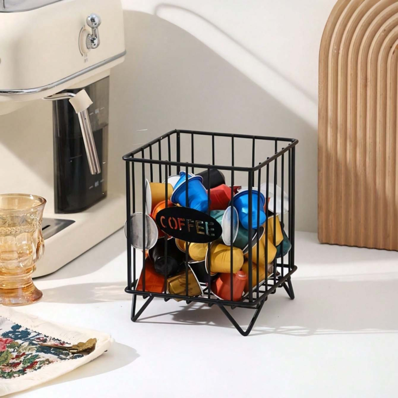 Stalinė kavos kapsulių laikymo dėžutė, metalo laikymo krepšys, didelė talpa, kilmė Yiwu, išleista 2021 m. pavasarį