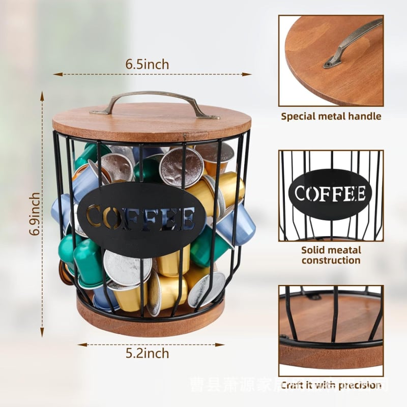 Дървена кошница за кафе капсули, модел кошница за съхранение, INS стил, пусната през 2023 г.