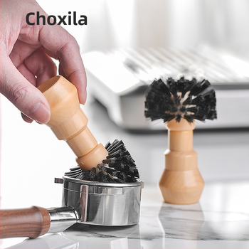 Kavos aparatų miltelių indo šepetėlis su nailoninėmis šerelėmis ir medine rankena – choxila – modernus paprastas stilius