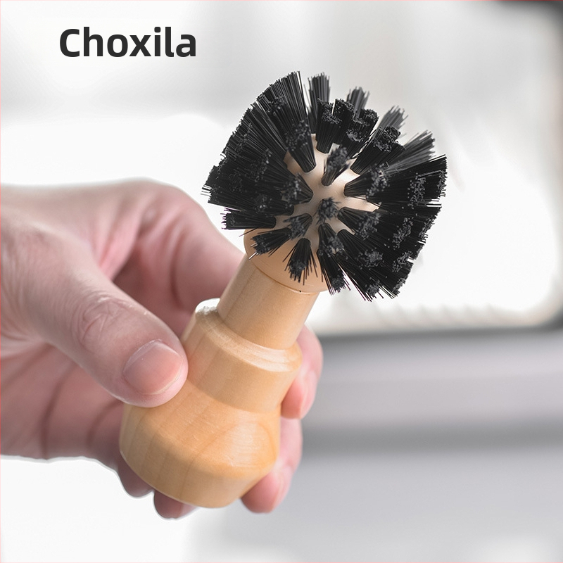 Kavos aparatų miltelių indo šepetėlis su nailoninėmis šerelėmis ir medine rankena – choxila – modernus paprastas stilius