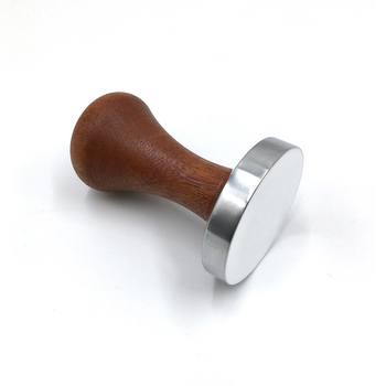 Kavos miltelių presas su nerūdijančio plieno korpusu ir medine rankena – presavimo lazda, kietas užpildas