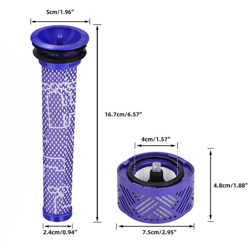 Комплект филтри за Dyson V6 DC59 — преден филтър елемент, заден HEPA филтър, филтърна мрежа, модел 002222
