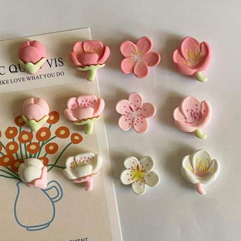 Šaldytuvo magnetas su mielu gėlių motyvą (aliejinės tapybos stilius; forma: ateivis; medžiaga: atspari vandeniui balta plokštė)