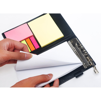 Verslo biuro logotipo lipnios užrašų dėklas su rašikliu, PU odinis užrašų dėklas, perforuojamas – Paper Brick forma, Modelis 835