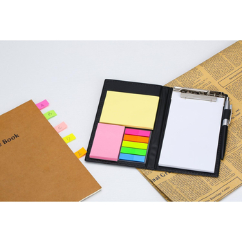 Verslo biuro logotipo lipnios užrašų dėklas su rašikliu, PU odinis užrašų dėklas, perforuojamas – Paper Brick forma, Modelis 835