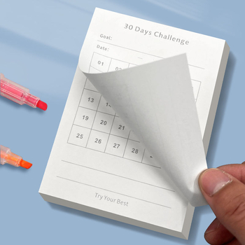 30 dienų užrašų bloknotas, mėnesinis planuotojas, dėmesio koncentracija savęs disciplinai, popierinių plytelių forma, be lipimo