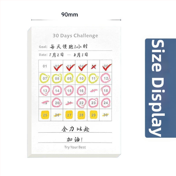 30 dienų užrašų bloknotas, mėnesinis planuotojas, dėmesio koncentracija savęs disciplinai, popierinių plytelių forma, be lipimo