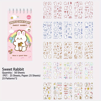 Washi juostelė ir piešinių kiškių lipdukų rinkinys skrapybai (Brand: Other; IP Authorized: No; Gift: No; Electric: No)