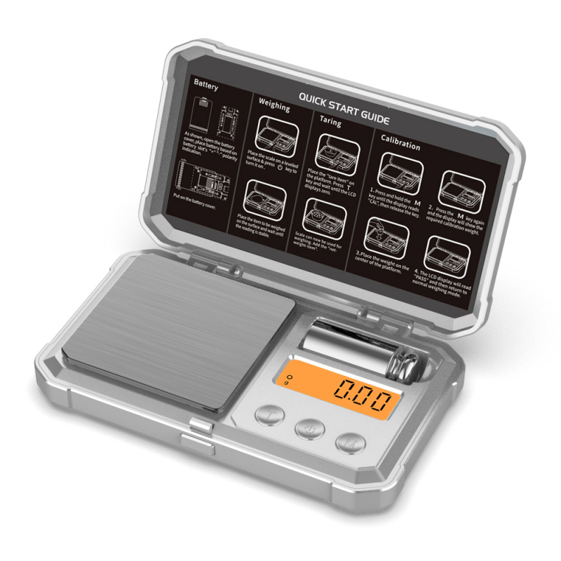 Juvelyrinių dirbinių svarstyklės S004, talpa 200 g, tikslumas 0.01 g, kompaktiškos elektroninės svarstyklės, palaiko g/oz/lb, maitinamos 2× AAA