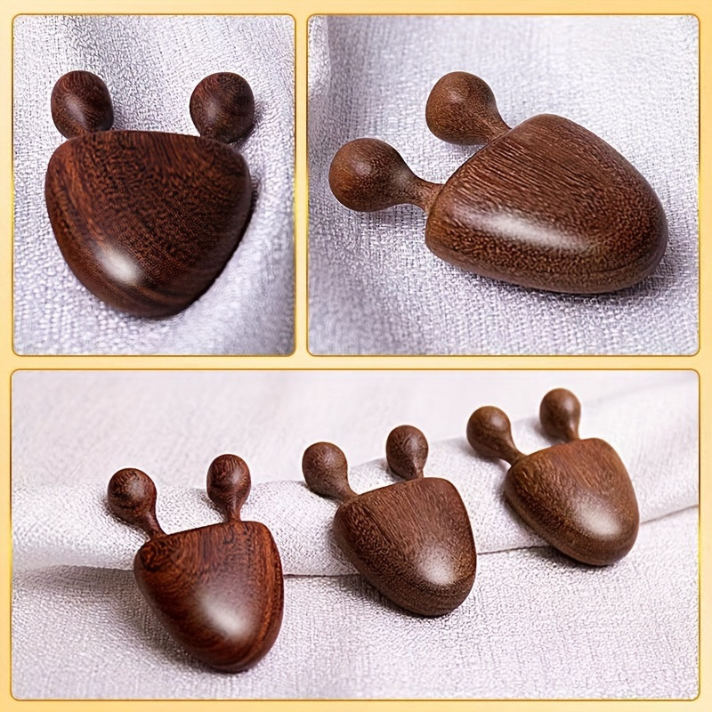 Santalmedžio masažo šukos, medinės, plačiais dantimis, meridianas