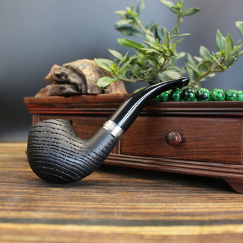 Дъбов пайп с изкуствено карбонизиране, винтидж ръчна изработка, пръстен с текстурирана повърхност за начинаещи