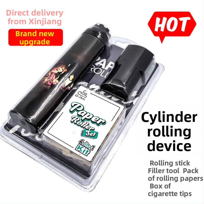 Käsitsi sigarettide rullimise komplekt konuslike torudega - neljaosaline komplekt