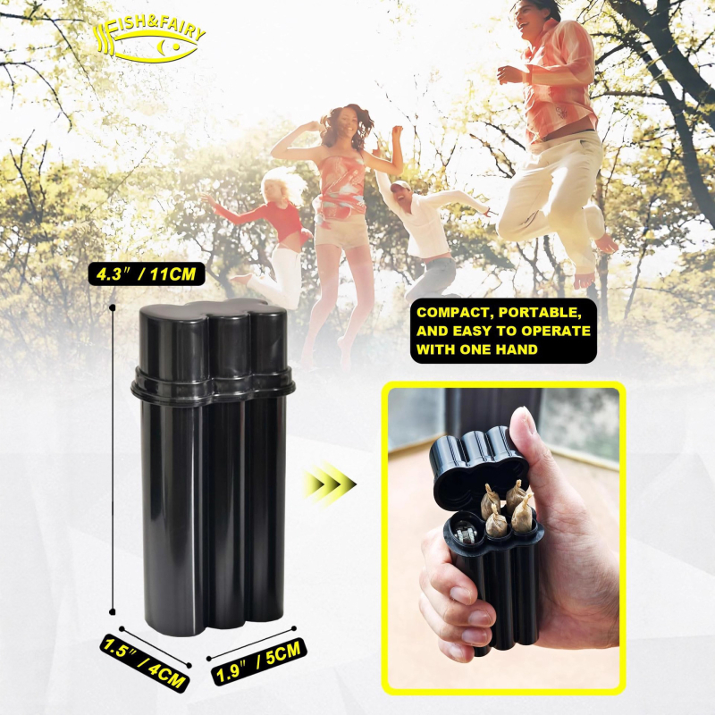 Plastinis integruotas cigarečių dėklas su flip-top dangteliu, keturios angos ir degiklio saugykla