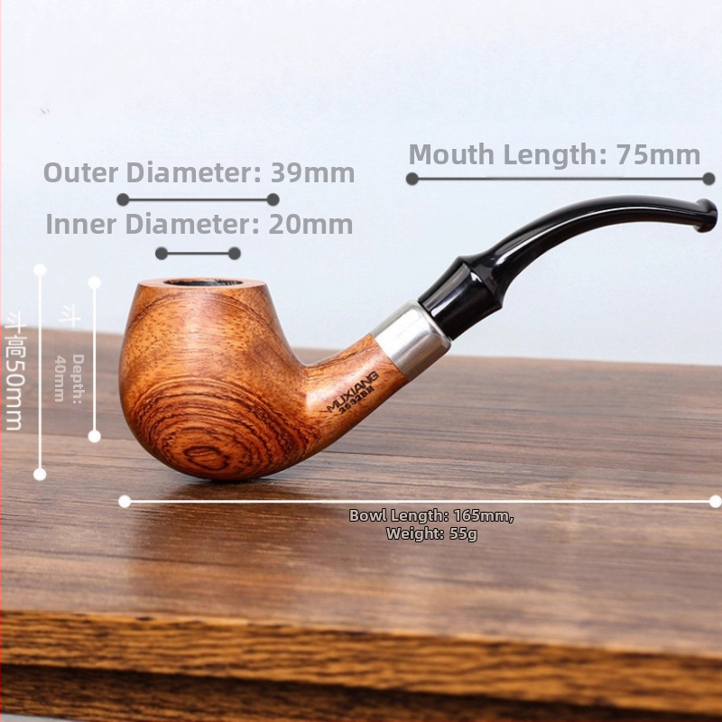 Käsitööna valmistatud suur vanamoodne piip ebonito puidust, 9 mm filtriga