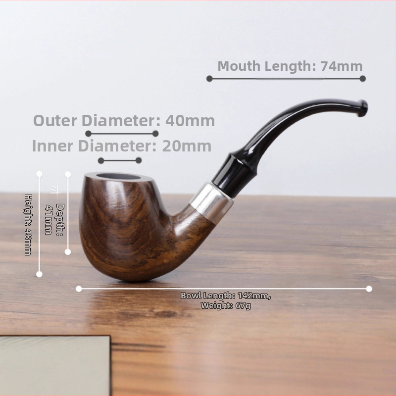 Käsitööna valmistatud suur vanamoodne piip ebonito puidust, 9 mm filtriga