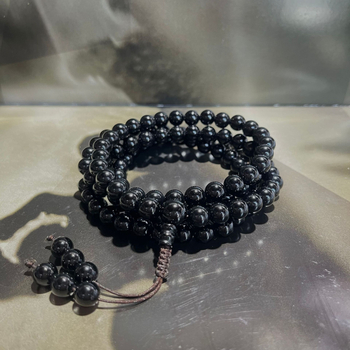 Turmalin 108 gyöngyös karkötő, uniszex, nemzeti stílus, polírozott