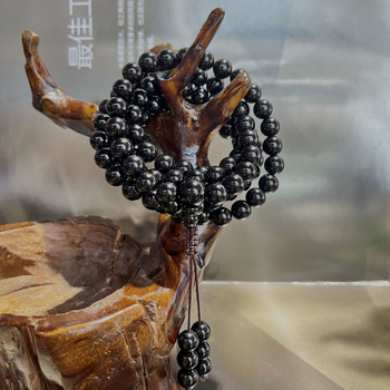 Turmalin 108 gyöngyös karkötő, uniszex, nemzeti stílus, polírozott