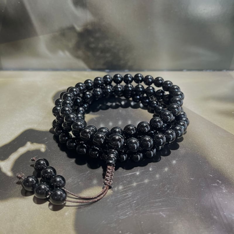 Turmalin 108 gyöngyös karkötő, uniszex, nemzeti stílus, polírozott