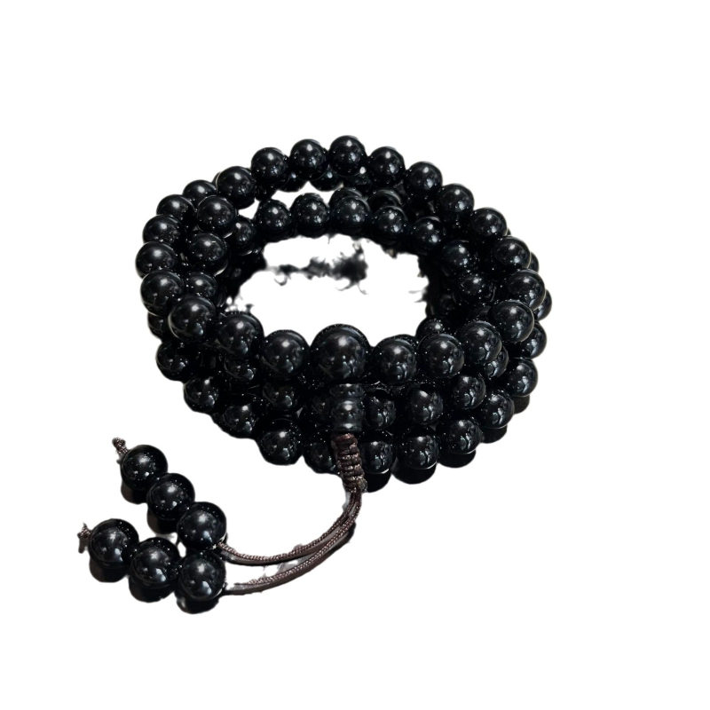 Turmalin 108 gyöngyös karkötő, uniszex, nemzeti stílus, polírozott