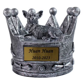 Δοχείο τέφρας σκύλου με κορώνα, χαραγμένο σε ρητίνη, χειροποίητο, διακοσμητικό κήπου εξωτερικού χώρου