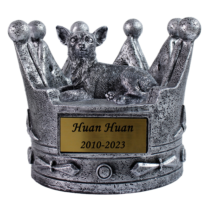 Δοχείο τέφρας σκύλου με κορώνα, χαραγμένο σε ρητίνη, χειροποίητο, διακοσμητικό κήπου εξωτερικού χώρου