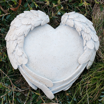 Memorial pentru animal de companie din rășină, cu motiv inimă-aripă, pentru grădină exterioară, stil pastoral.