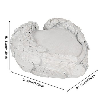 Memorial pentru animal de companie din rășină, cu motiv inimă-aripă, pentru grădină exterioară, stil pastoral.