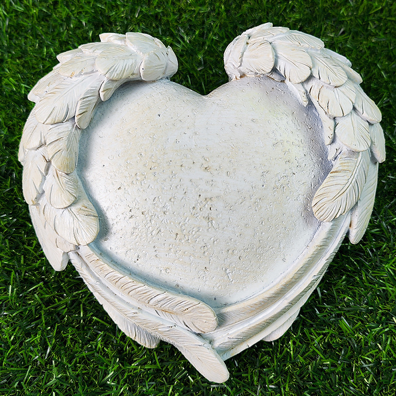Memorial pentru animal de companie din rășină, cu motiv inimă-aripă, pentru grădină exterioară, stil pastoral.