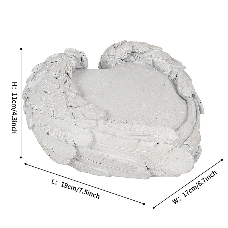 Memorial pentru animal de companie din rășină, cu motiv inimă-aripă, pentru grădină exterioară, stil pastoral.