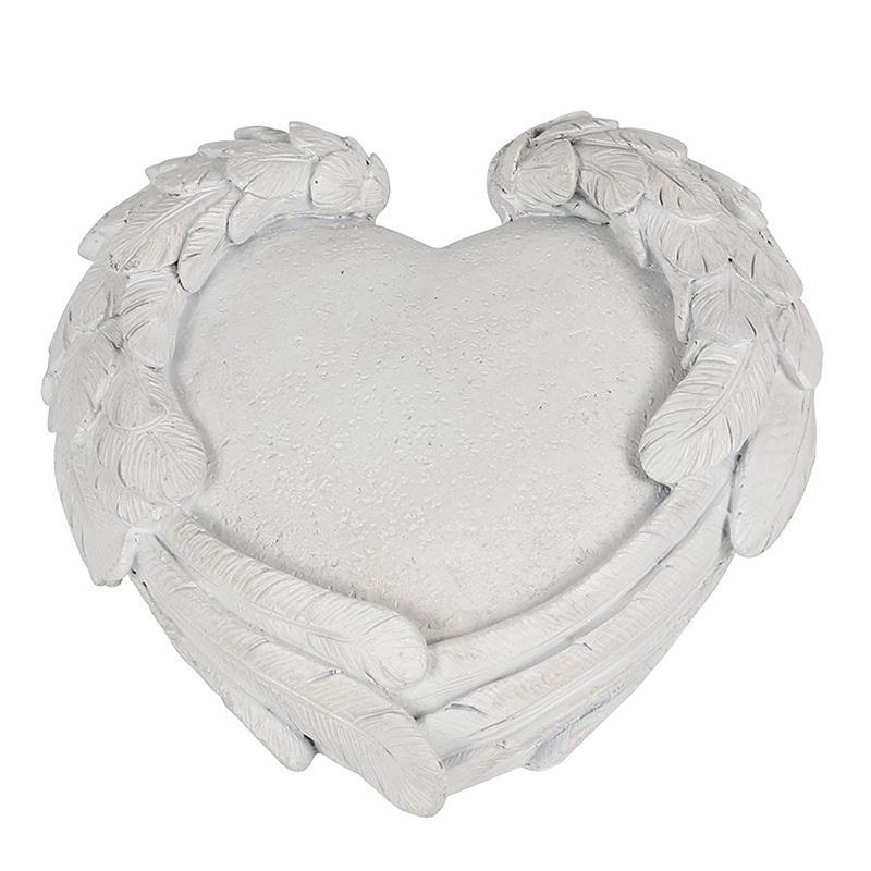 Memorial pentru animal de companie din rășină, cu motiv inimă-aripă, pentru grădină exterioară, stil pastoral.