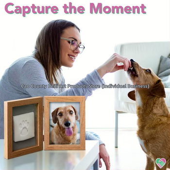 Naminių gyvūnėlių nuotraukų rėmelis su tridimensiniu mediniu dizainu, atveriamas dangtelis, šiuolaikinis minimalistinis stilius, Bei yi