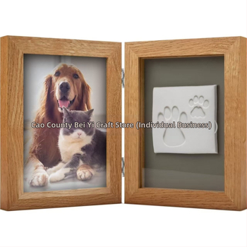 Naminių gyvūnėlių nuotraukų rėmelis su tridimensiniu mediniu dizainu, atveriamas dangtelis, šiuolaikinis minimalistinis stilius, Bei yi