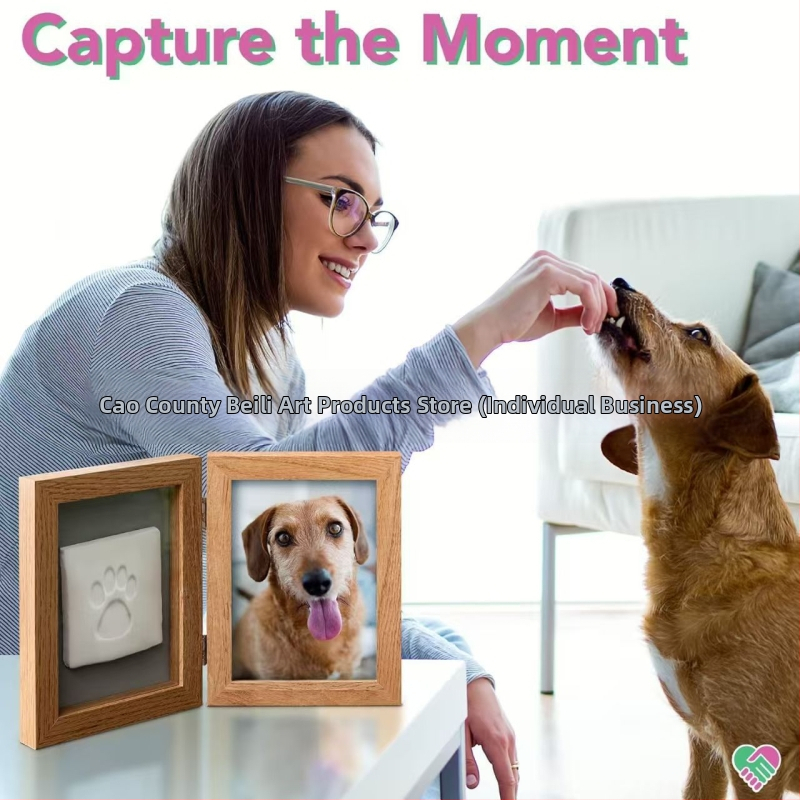 Naminių gyvūnėlių nuotraukų rėmelis su tridimensiniu mediniu dizainu, atveriamas dangtelis, šiuolaikinis minimalistinis stilius, Bei yi
