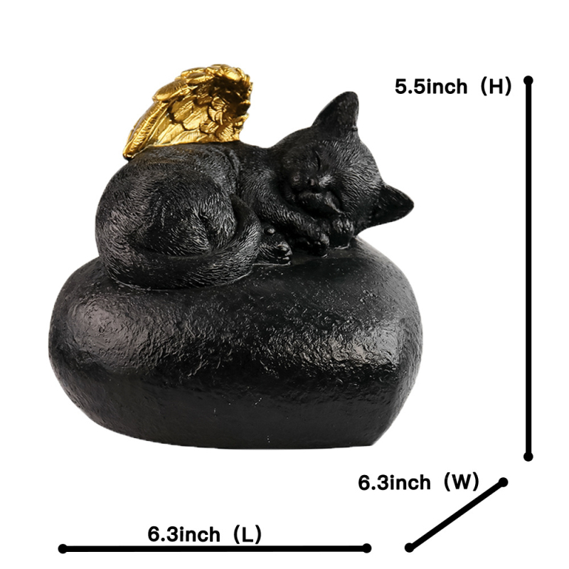 Μνημείο κατοικίδιου από ρητίνη με λέιζερ χαραγμένο καρδιάς και μοτίβο φτερών γάτας, διακοσμητικό κήπου