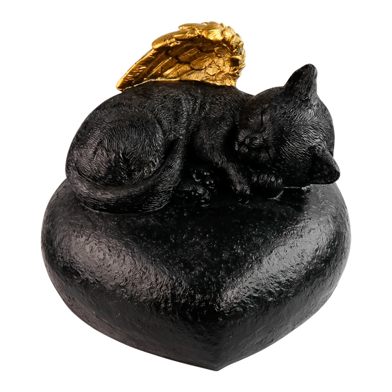 Μνημείο κατοικίδιου από ρητίνη με λέιζερ χαραγμένο καρδιάς και μοτίβο φτερών γάτας, διακοσμητικό κήπου